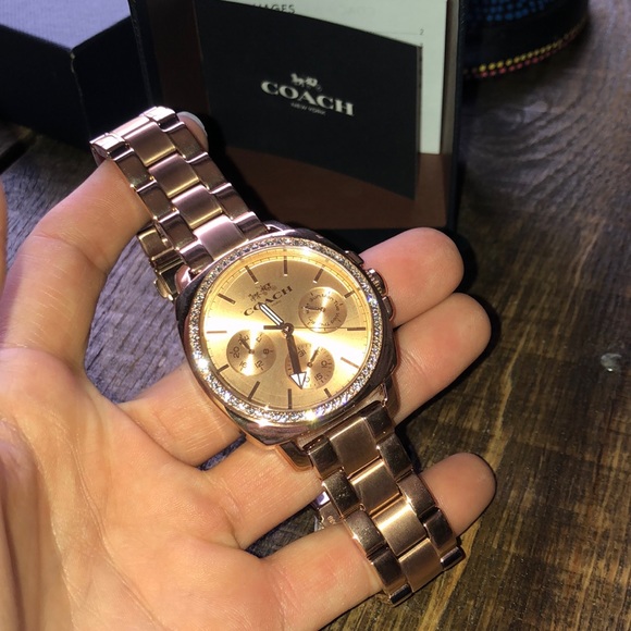 Coach Accessories - White Gold Coach watch with date and time